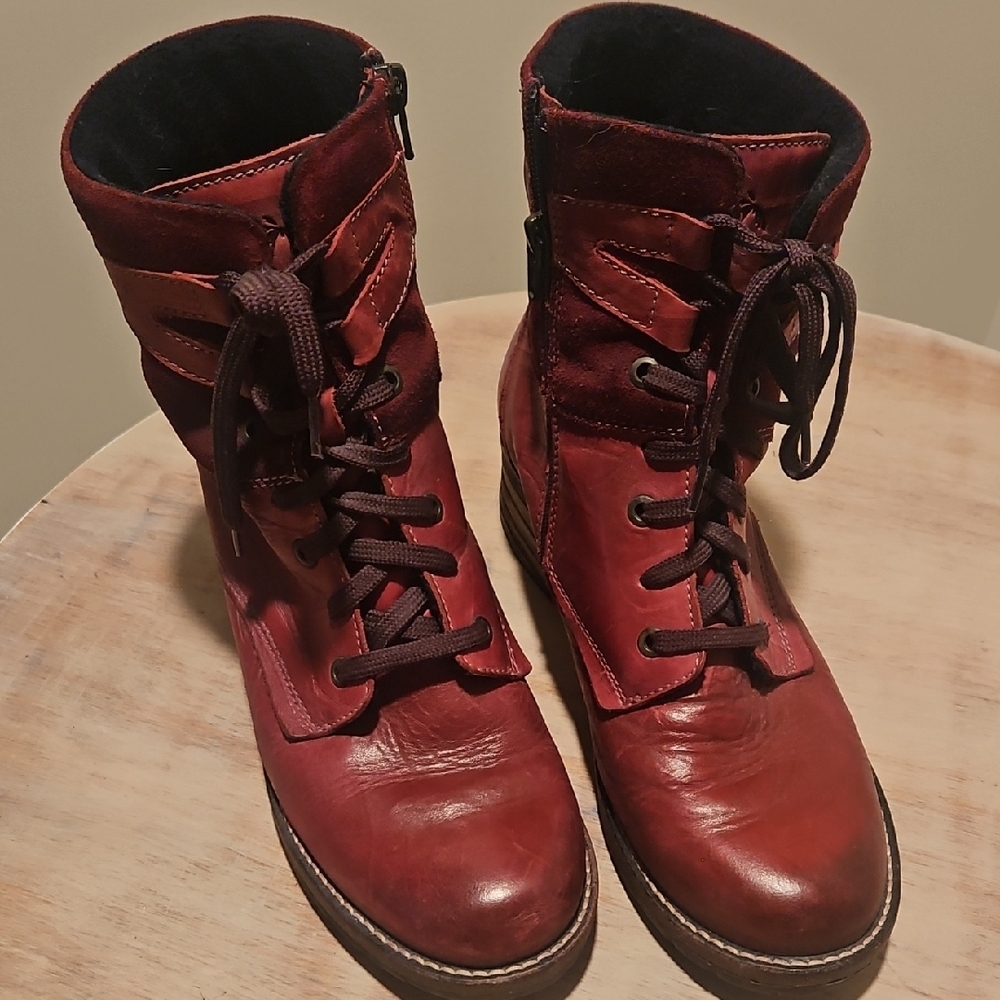 Stylish Burgundy Lace-Up Boots for Women